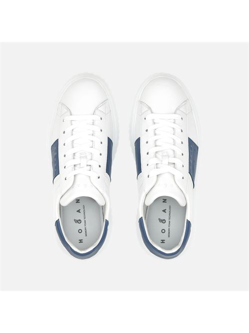 sneakers uomo pelle bianca/indaco HOGAN | HXM6450FO70LE9140A